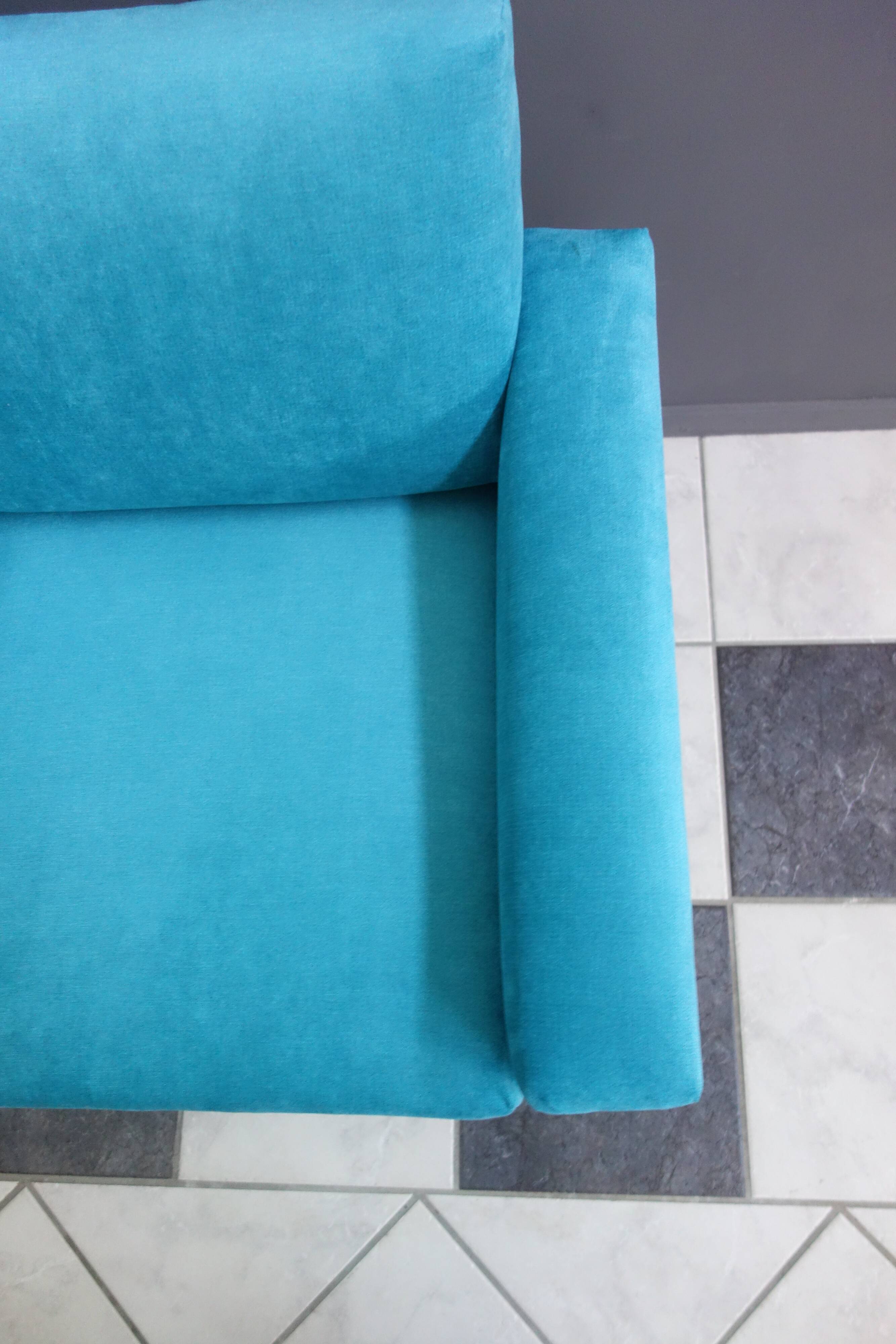 Blue velvet armchair 1960s