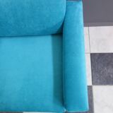 Blue velvet armchair 1960s