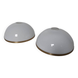 Set of 2 half-spherical opaline brass globes