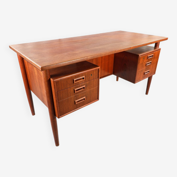 Danish vintage freestanding teak desk 1960s