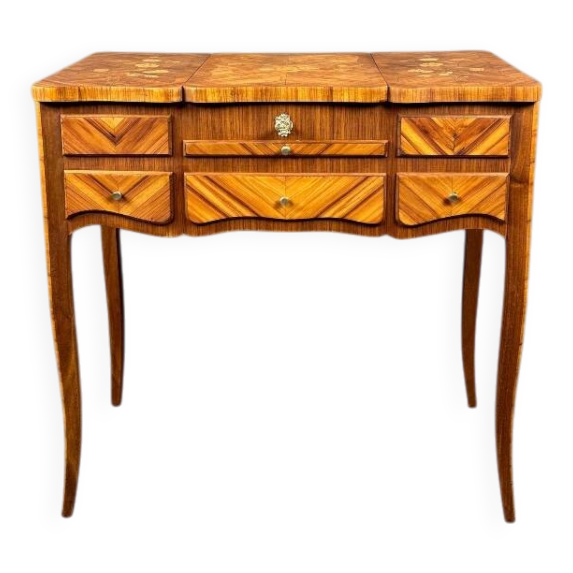 Marquetry Dressing Table, Louis XV Style, 20th Century