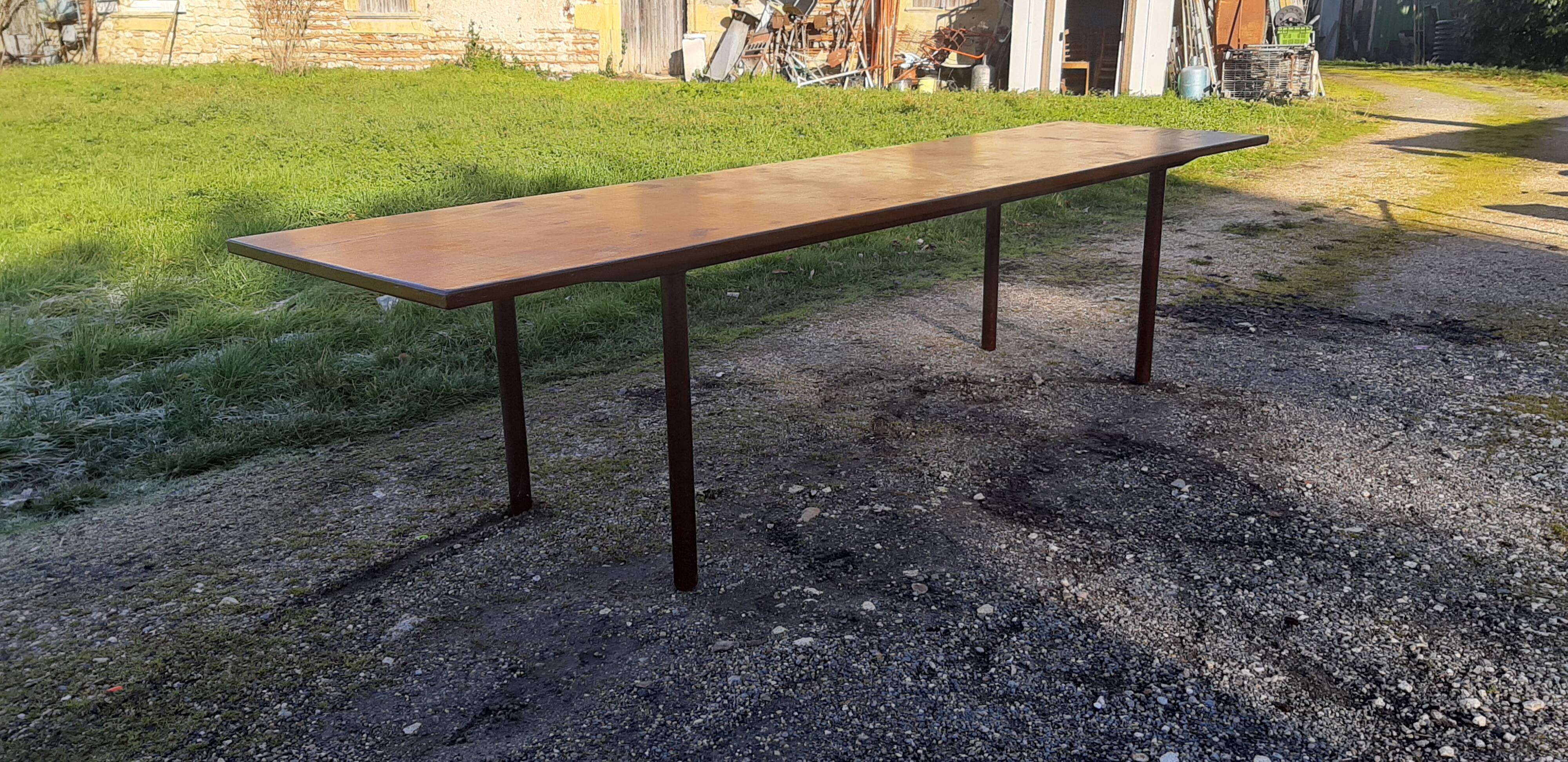 Industrial iron and wood table
