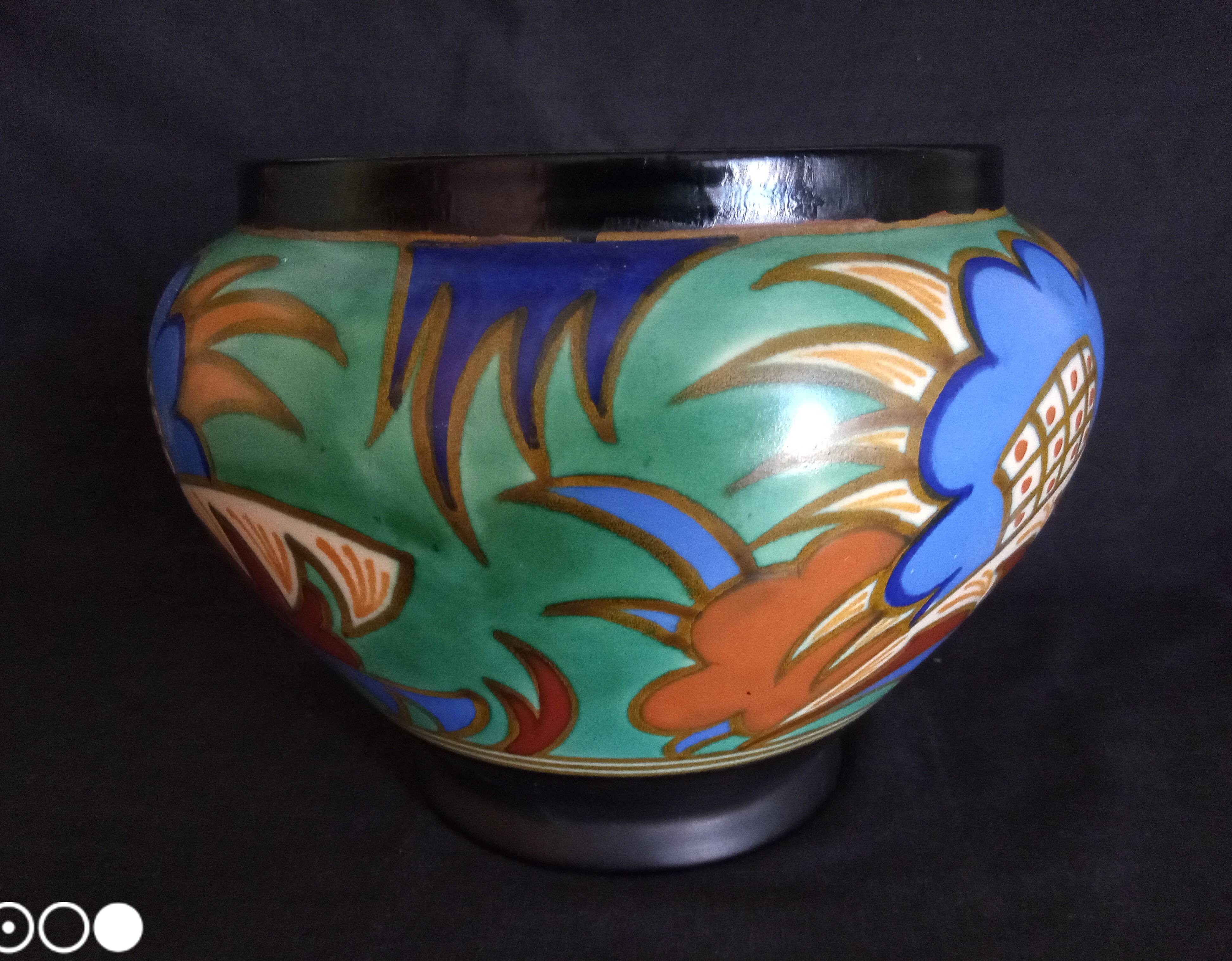 Large Gouda Vase, Art Deco geometric patterns, 1920s