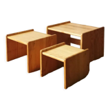 3 pine nesting tables