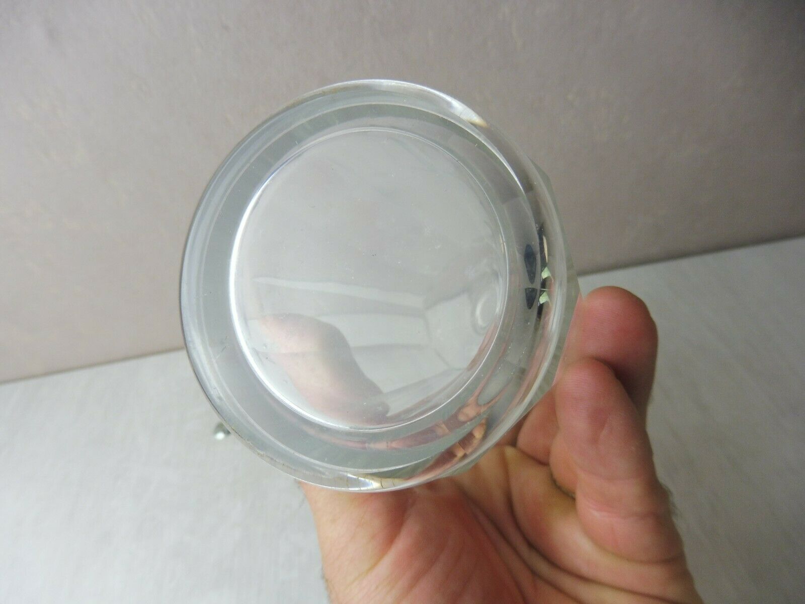 Ancient bohemian crystal carafe, flat coasts décor, from Czechoslovakia