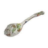 Ancienne cuillère à sauce en faïence à décor floral Longchamp Sarreguemines
