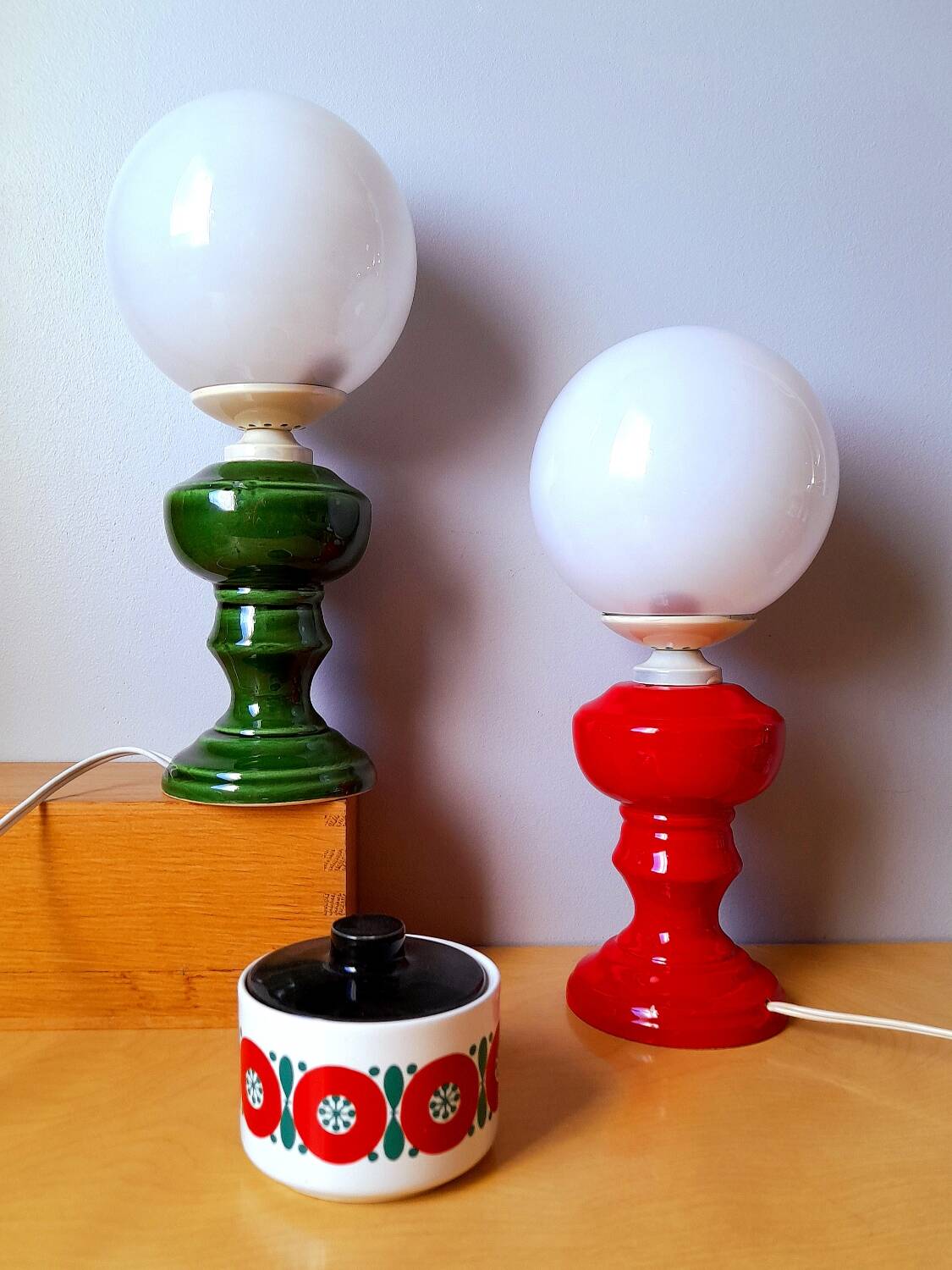 Ceramic and opaline lamp 1970.