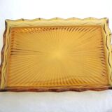 Amber yellow moulded glass tray