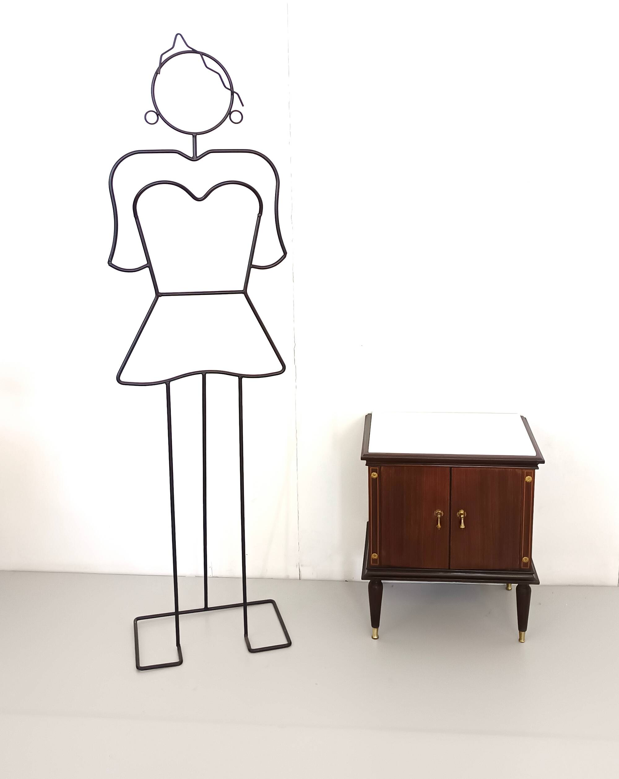 Pair of Black Walnut Nightstands with Marble Top ascr. to Paolo Buffa, Ita