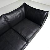 Canapé sectionnel "Pagode" 4 places en cuir noir De Sede DS-19, années 1970