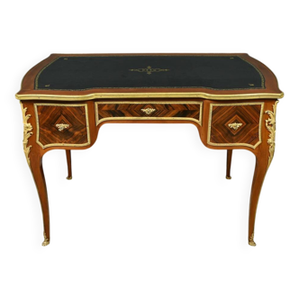 Small Mahogany and Rosewood Desk, Louis XV style, Napoleon III period – Mid 19th century