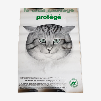 Affiche vintage le chat sauvage est protégé