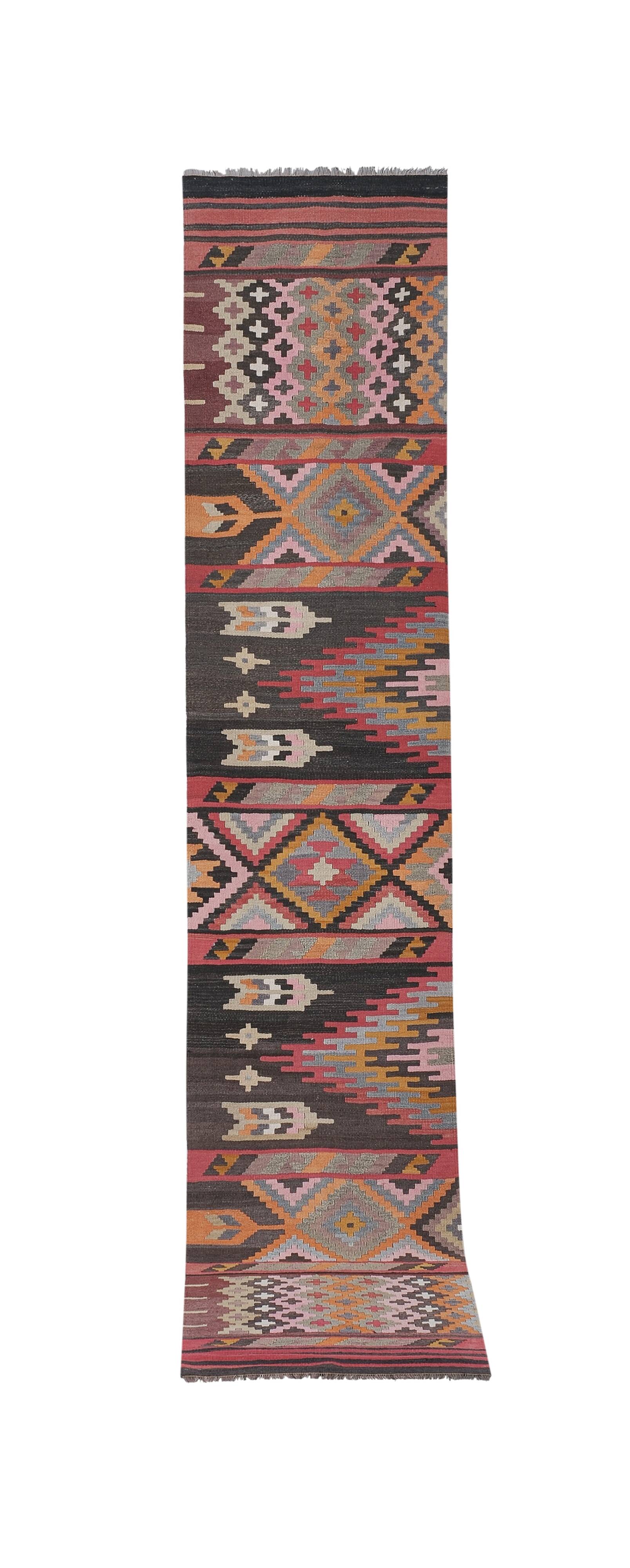 Vintage Turkish Oushak Rug Handwoven 77x387 cm