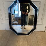 Chrome and blue lacquer mirror, 1970s