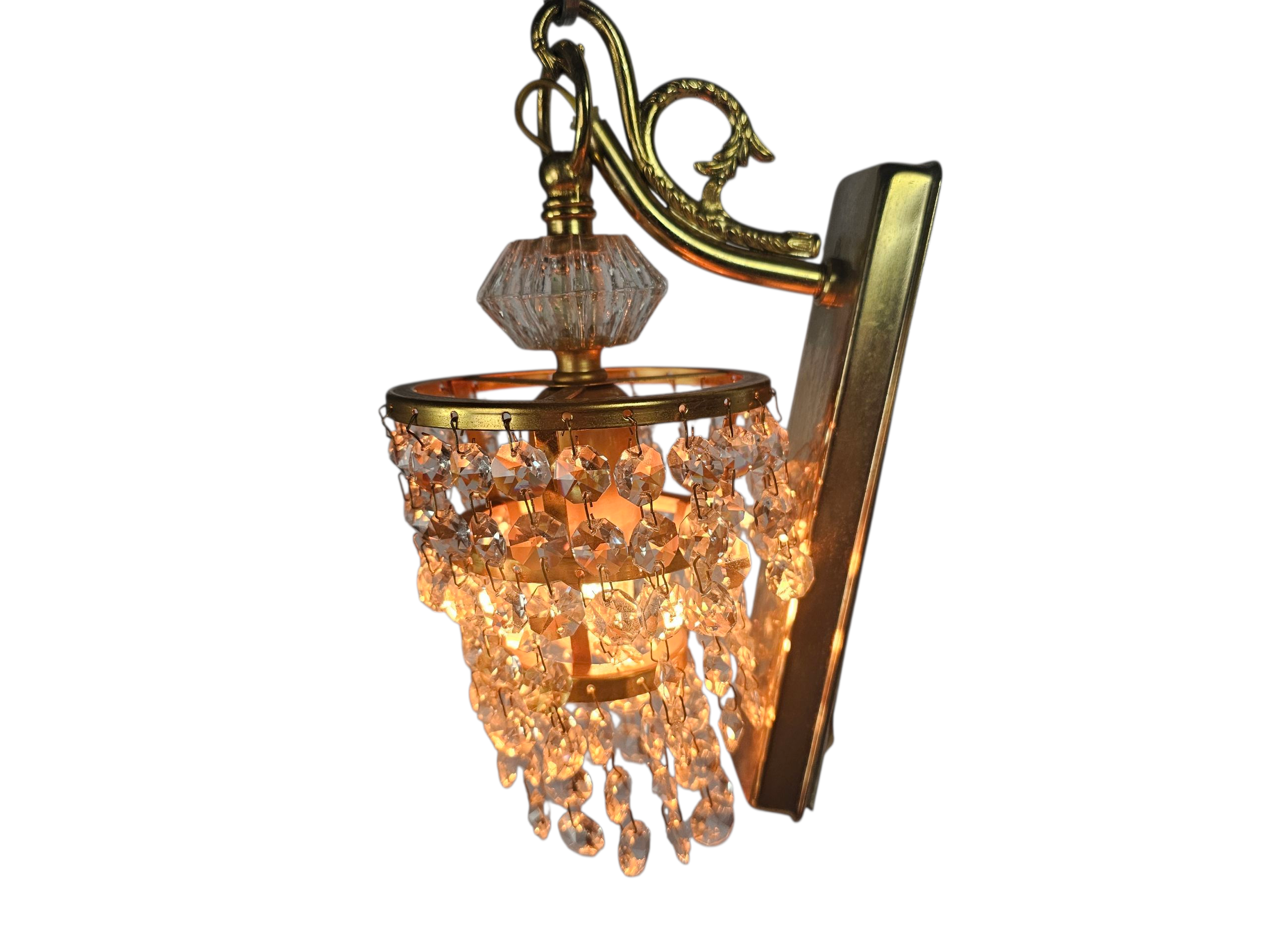 Massive - Hollywood Regency style - gold plated - crystal - Belgium - 70's