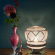 Vintage Art Deco pink and gold glass globe table lamp