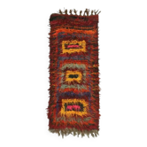 Tapis coureur kilim rouge en laine et coton turc vintage fait à la main 100x248