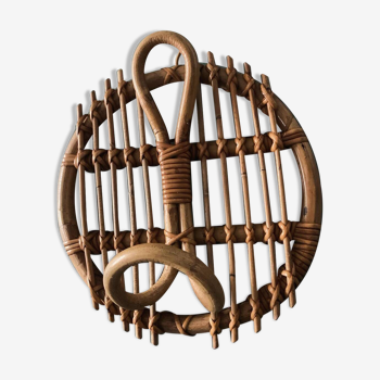 Rattan coat rack