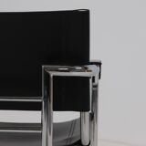 Set of 2 Italian Modern Saddle Leather and Chromed Steel Chairs 1980s
