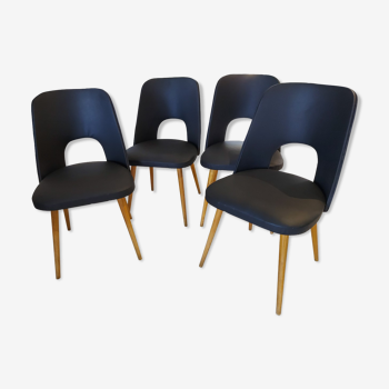 Suite de 4 chaises du designer Oswald Haerdlt pour Ton année 1950