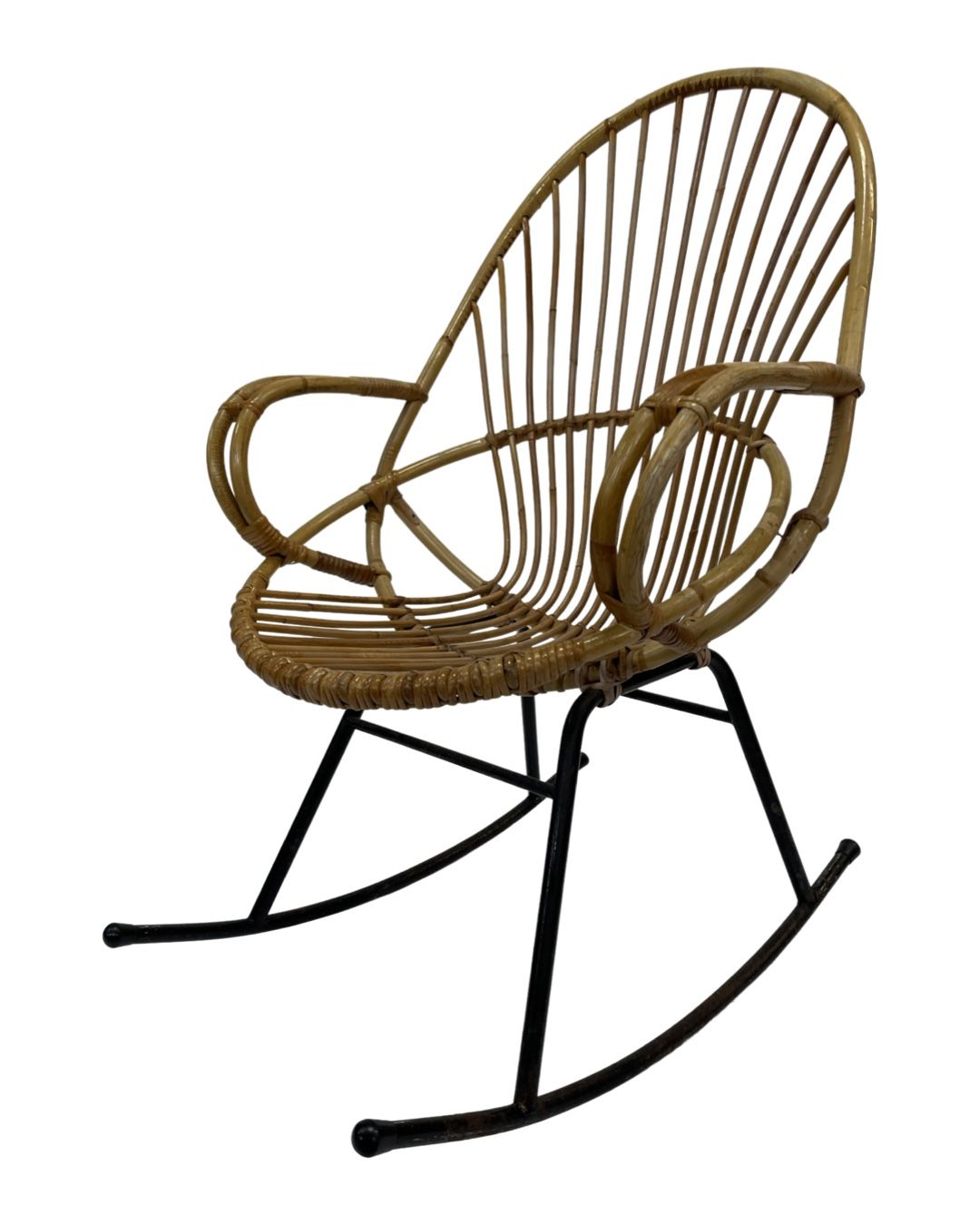 Vintage Dirk van Sliedregt Rohe Noordwolde rattan rocking chair
