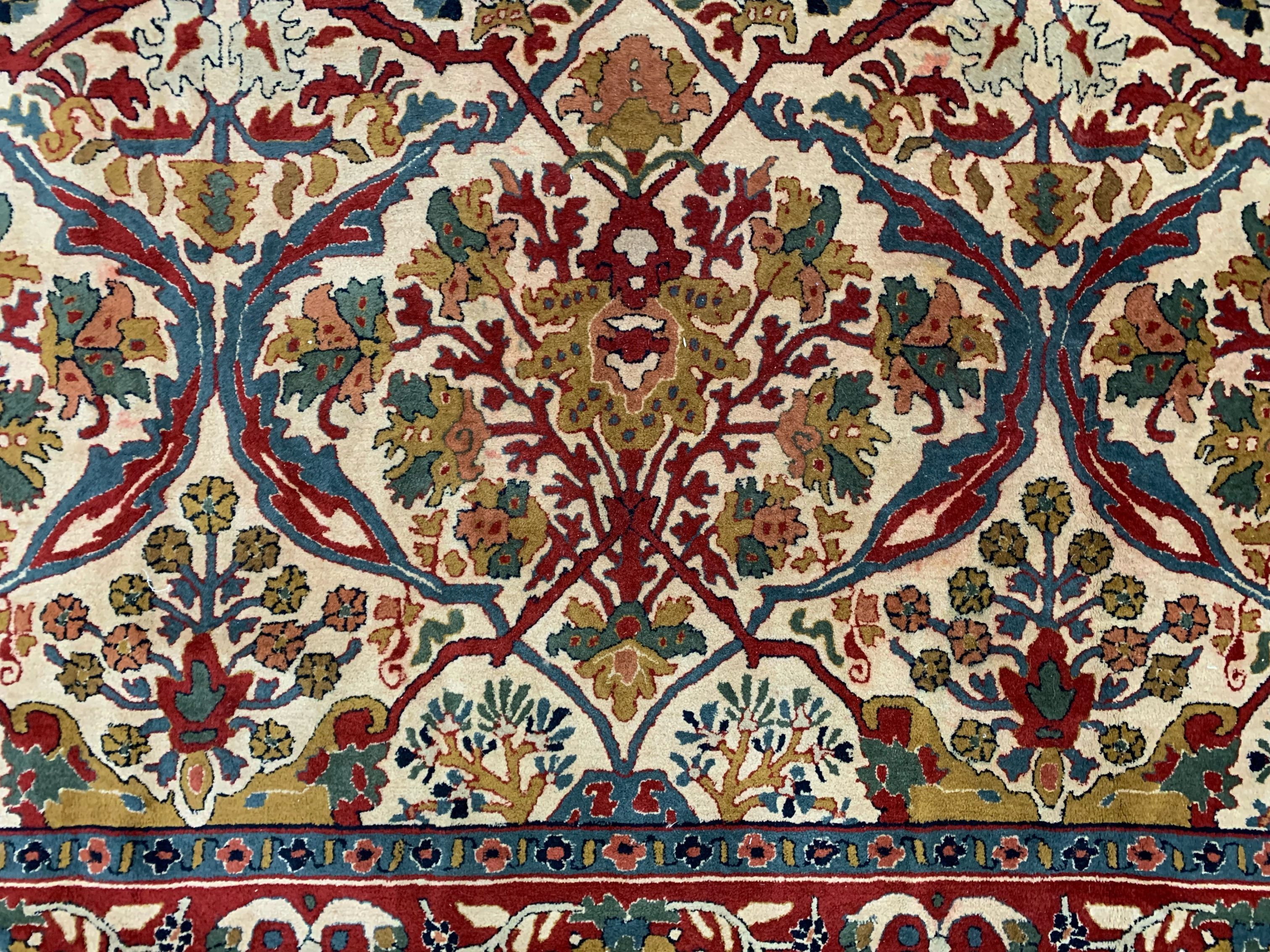 XL Vintage Arts and Crafts, W Morris style Rug 400x296 cm, Red Blue