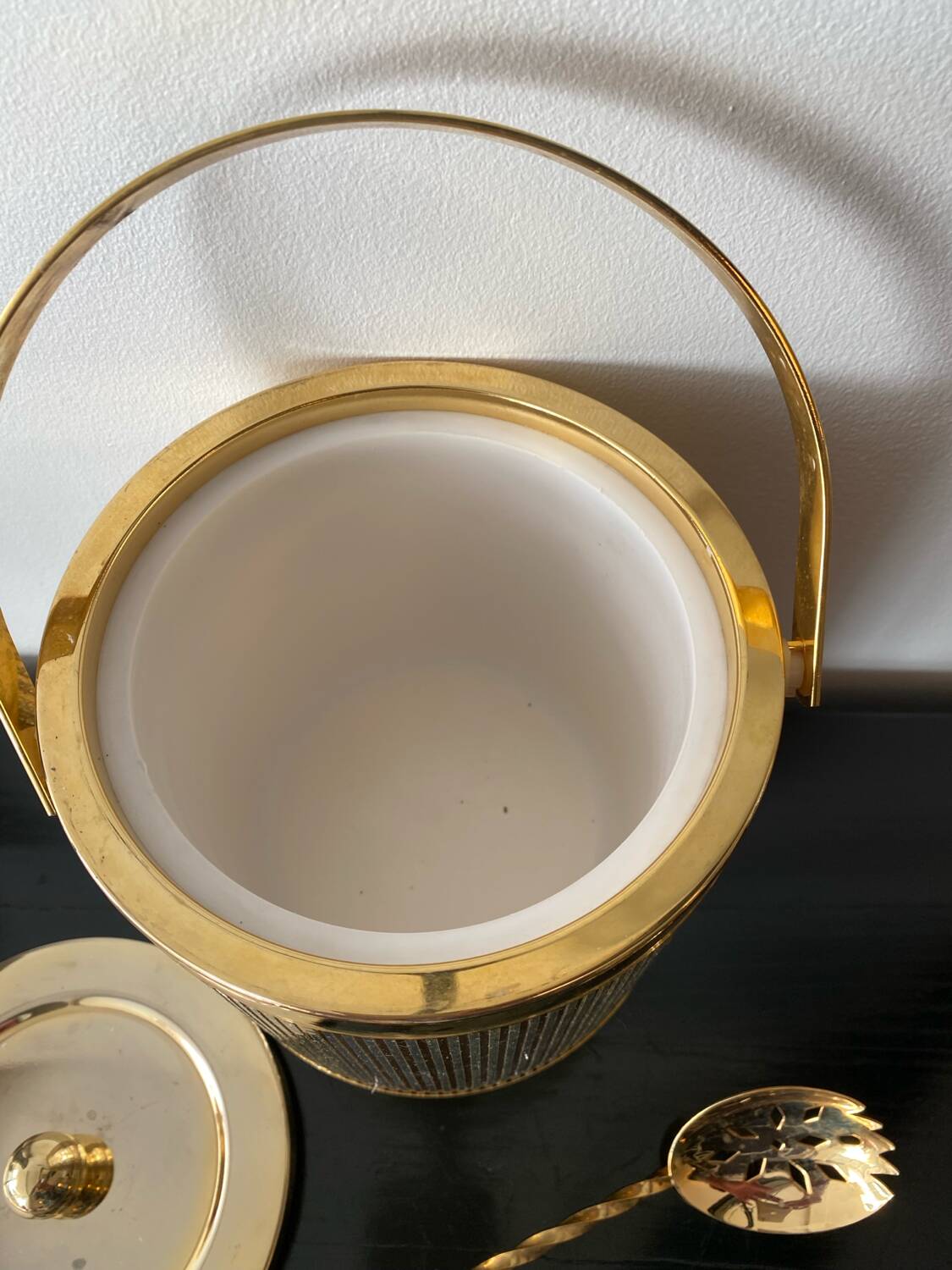 Vintage Hollywood Regency Gold Ice Bucket