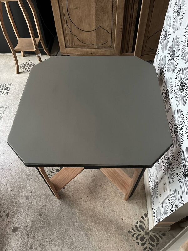 Guéridon Esmée Art Déco bois, noir et gris