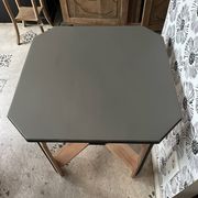 Esmée Art Deco side table, wood, black and grey