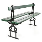 Davioud Parisian public bench in black cast iron and green wood
