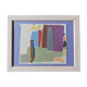 Vintage mid century abstract framed oil painting - purple abstraction