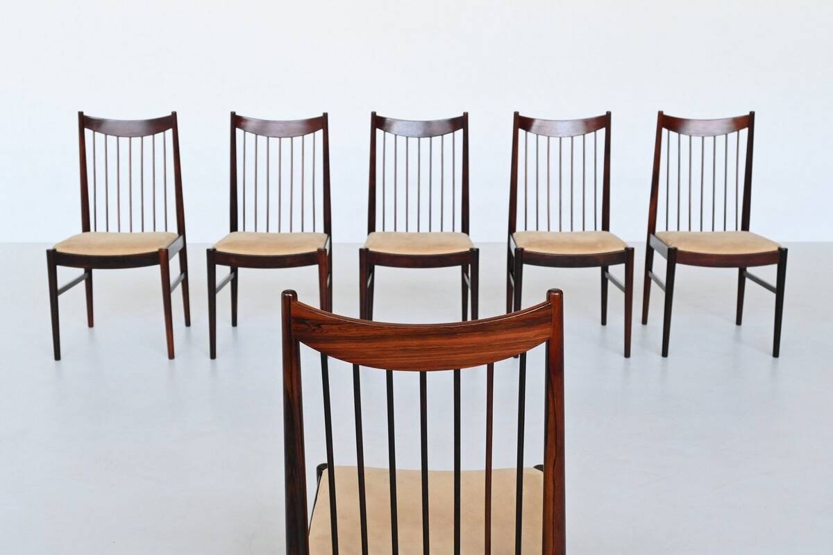Helge Sibast set of six dining chairs in rosewood Denmark 1960