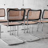 Set of 6 black Cesca B32 chairs by Marcel Breuer
