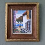 Modern swedish "the lake" tenerife landscape, framed oil painting