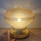 Pink Deveau glassware in touch lamp