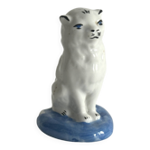 Petit chat ancien en céramique émaillée XIXe