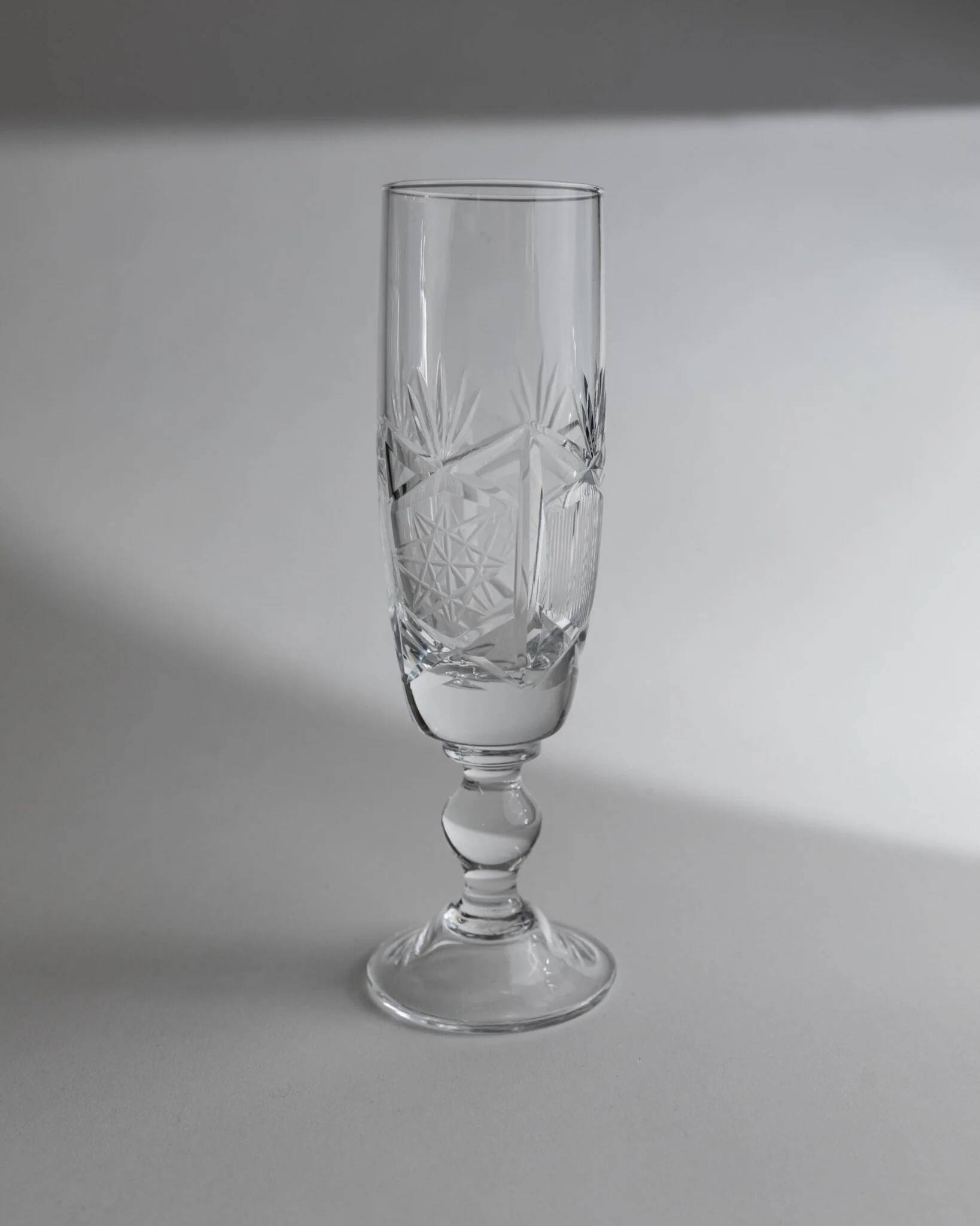 Transparent Crystal Champagne Glasses - Set of 12, Vintage Italian Glassware (1970s)