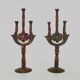 Pair of ethnic Indian candlesticks in vintage metal from the 60s