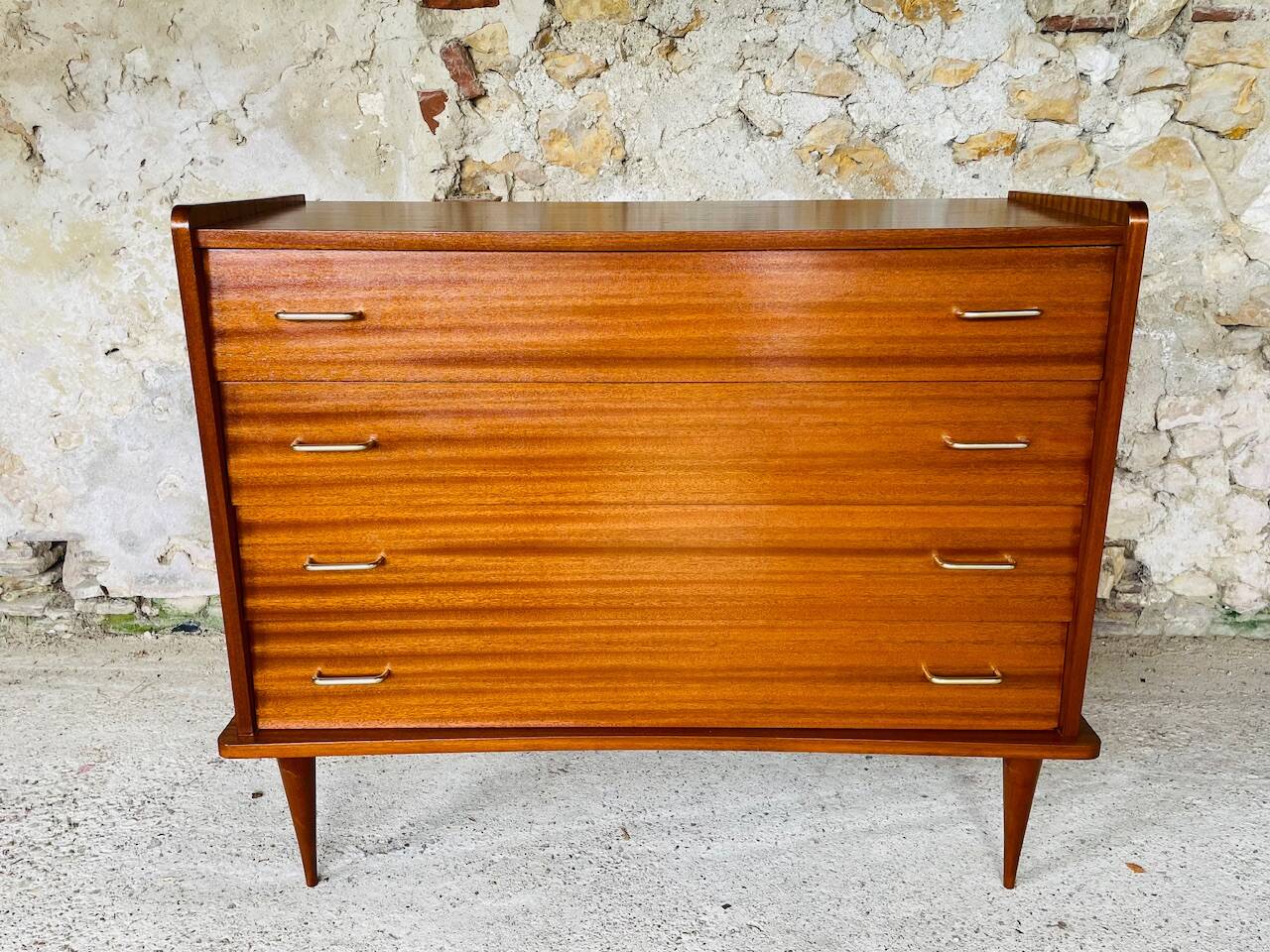 Large vintage chest of drawers with 4 drawers, Scandinavian style, circa 60's