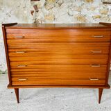 Large vintage chest of drawers with 4 drawers, Scandinavian style, circa 60's