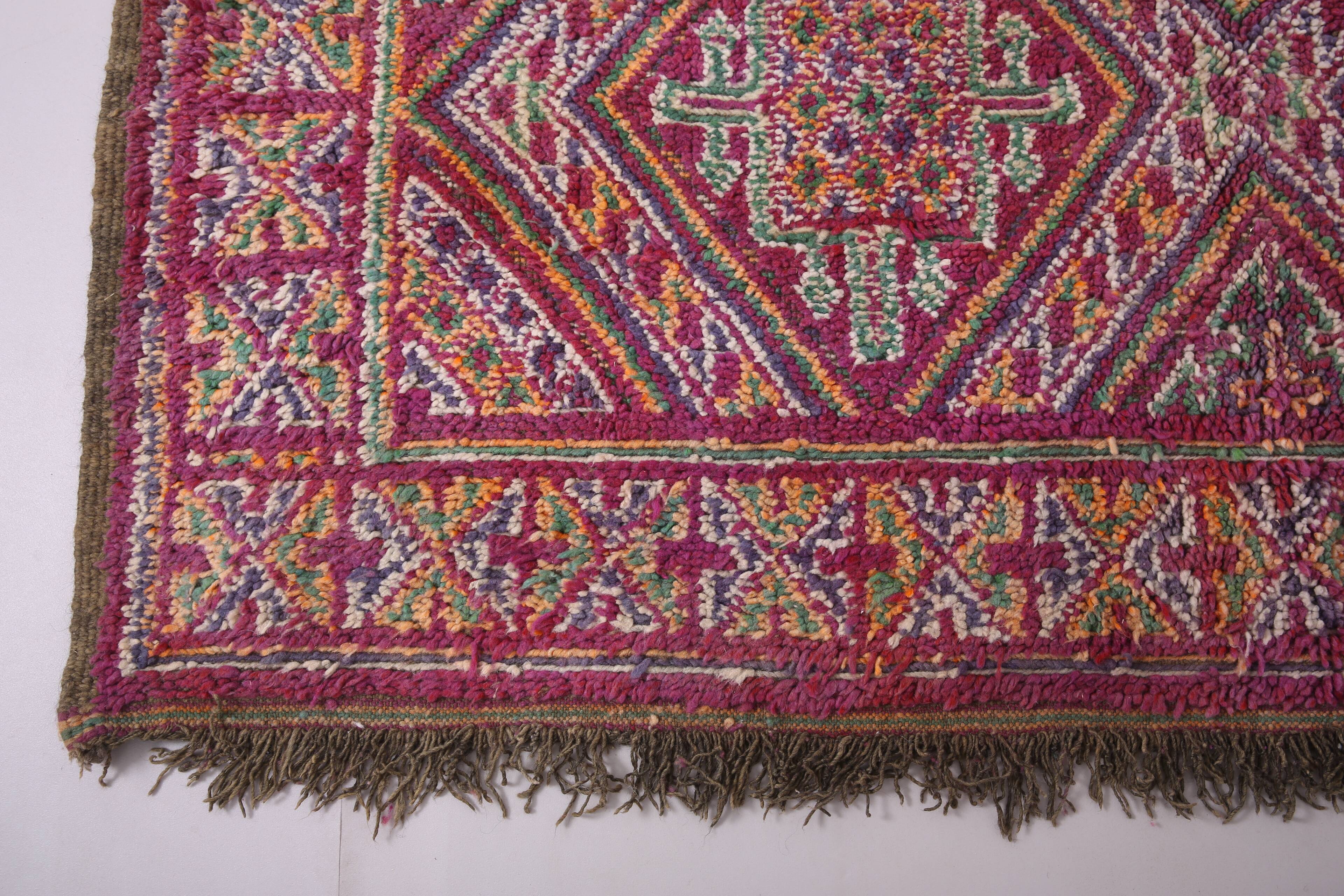 Vintage Moroccan Rug 203 x 340 cm - Moroccan Rug Purple - Berber rug Old