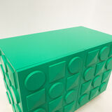 Contemporary italian cabinet in green lacquered wood & brass