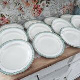 Lot de 12 assiettes creuses en faïence Longwy France modèle Trianon