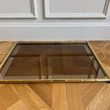 Gold metal bamboo tray, 1970s
