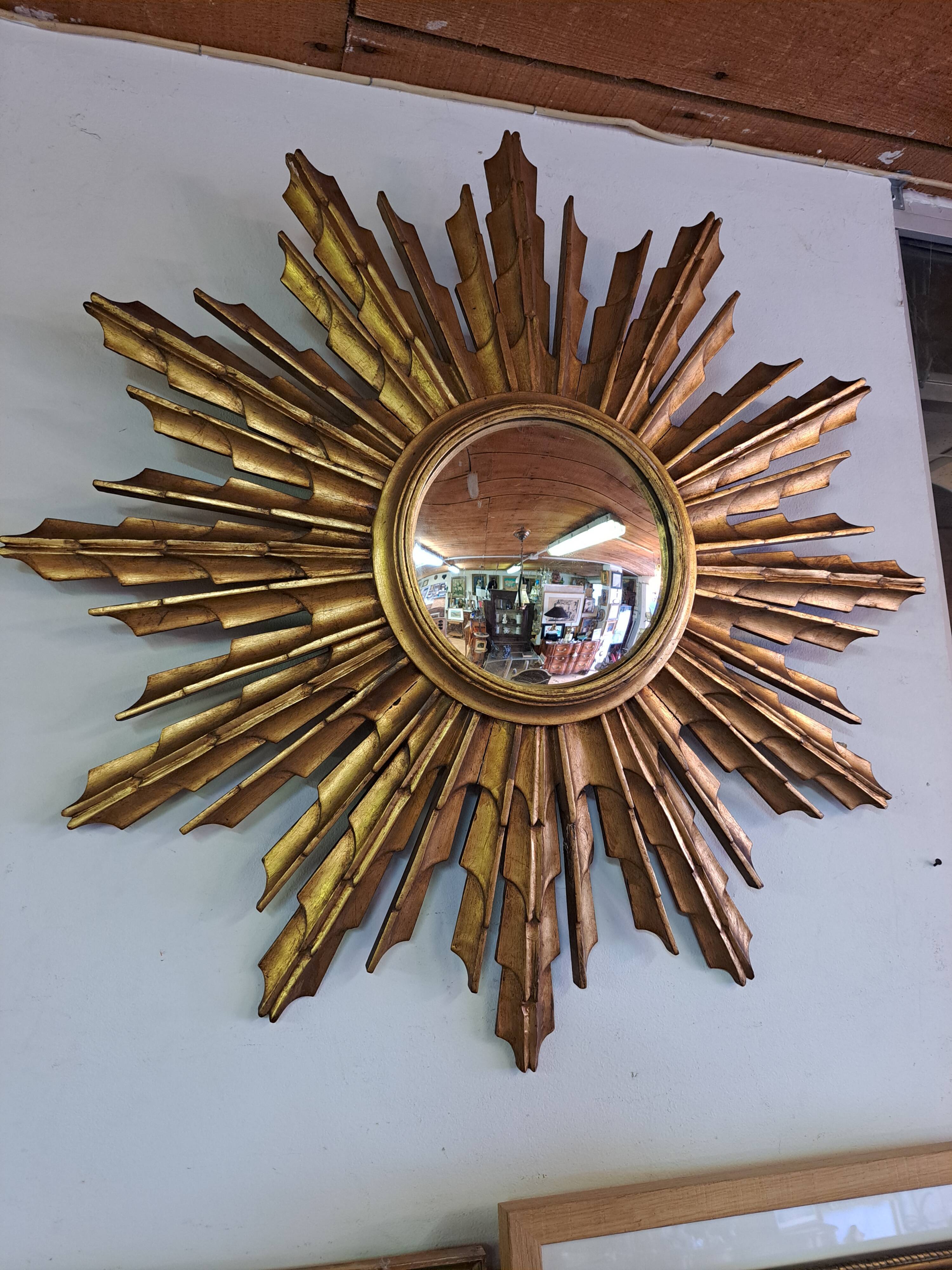 Sun mirror in gilded wood 70s, 72 cm