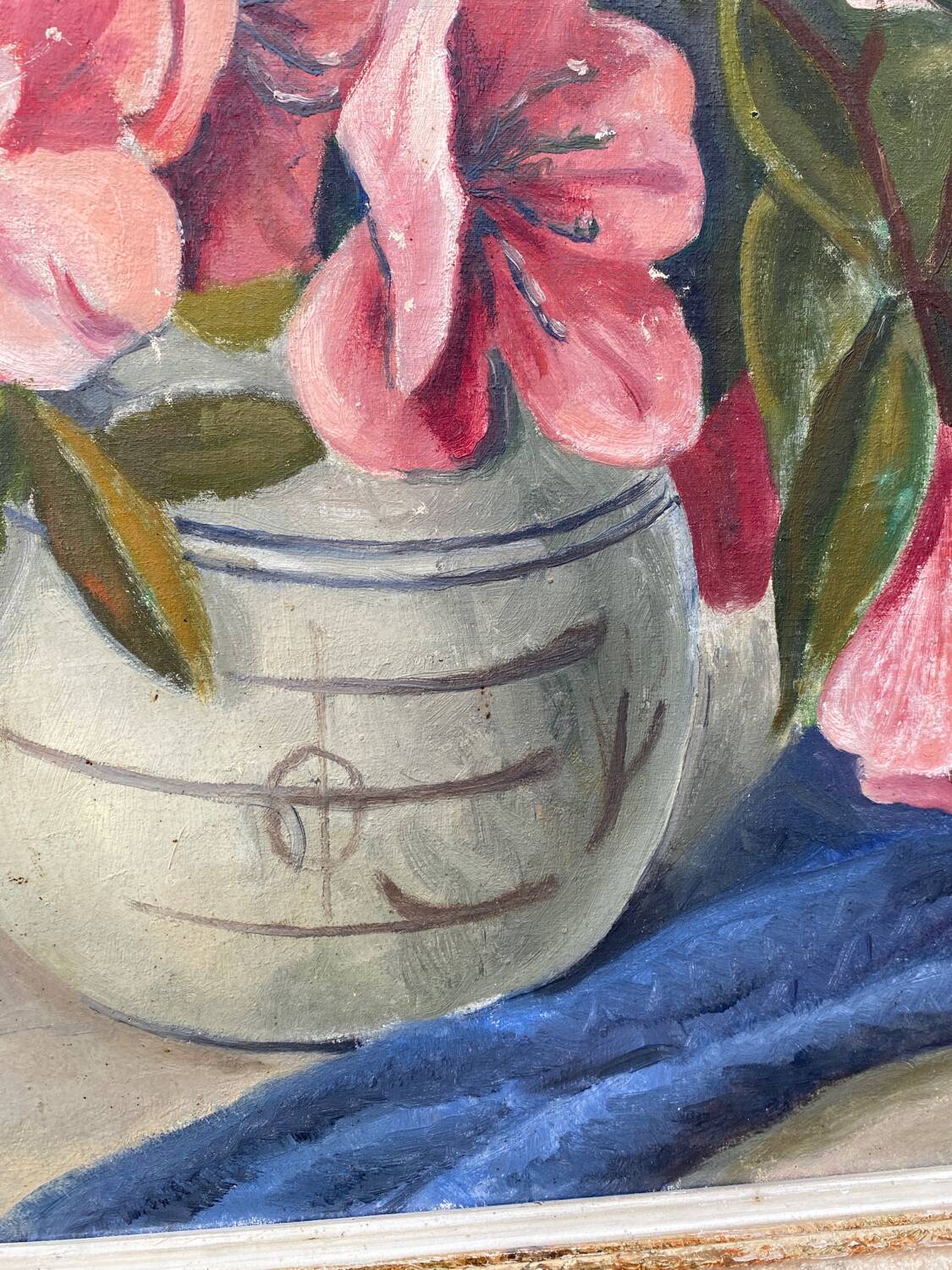 Large still life with pink flowers