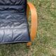 Canapé 2 places cuir noir et accoudoirs bois clair par Tord Bjorklund pour Ikea, années 1980