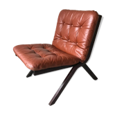 Scandinavian folding armchair in cognac leather