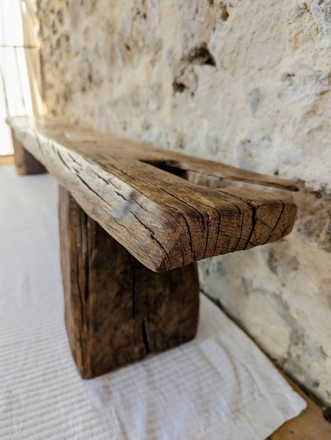 Low raw oak console