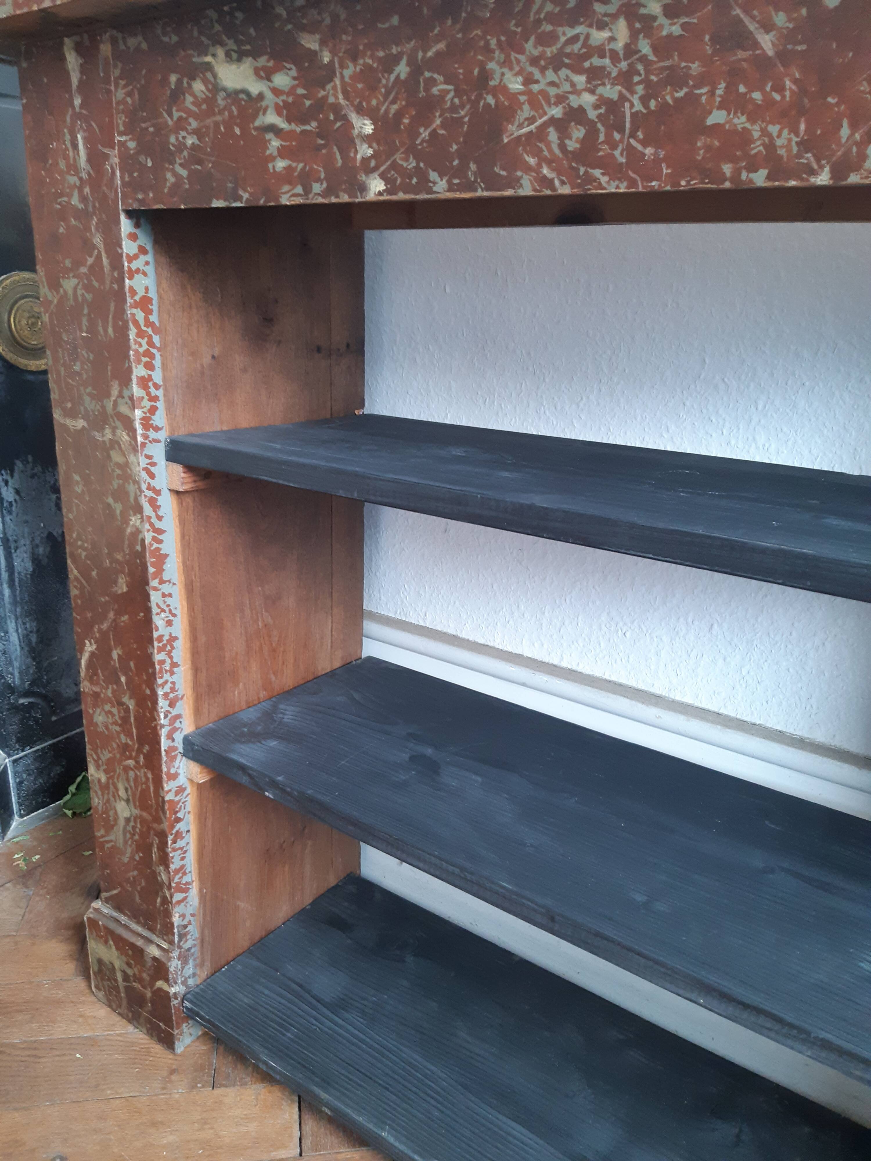 Shelf old mantelpiece faux marble circa 1900